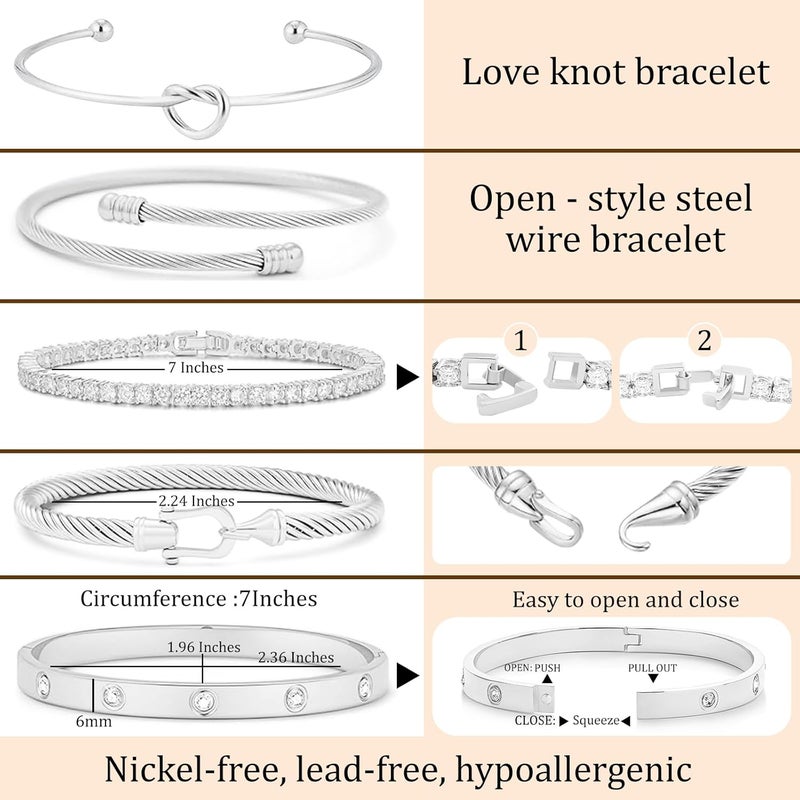 FAFUGA 18 K Gold Plated Love Bangle Bracelet Stack Cuff Jewelry for Women Jewelry Set for Women Gift with Box - Image 4